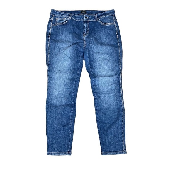 Marella Emme Blue Rhinestone Side Lined Denim Jeans - Picture 1 of 6